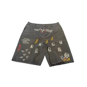 Avila Black Embroidered NYC Jorts Size 40”